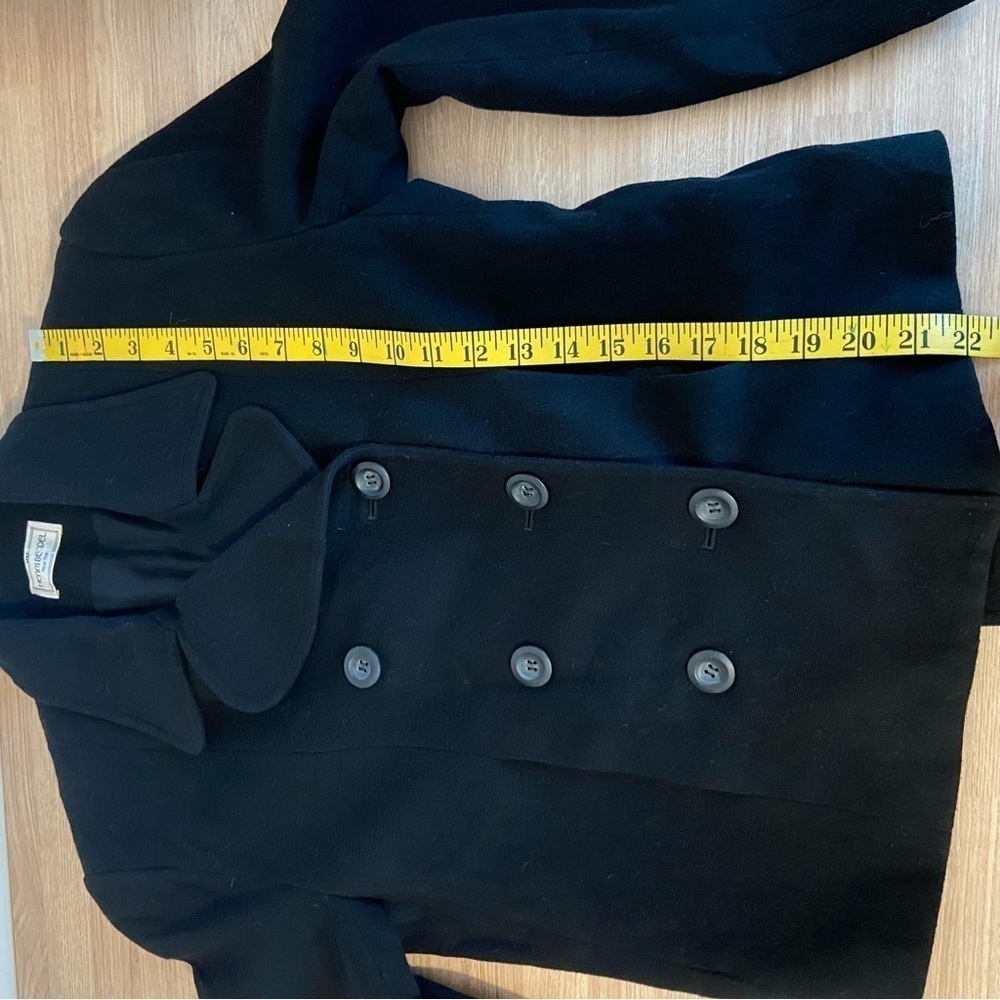 Henri Bendel Cashmere Wool Cropped Double Breasted Blazer Peacoat Black Size 8 - Picture 10 of 11